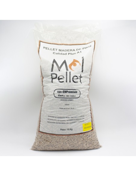 Pellet madera MOLPELLET        saco 15kg EN-Plus A1 MOLPELLET-15KG