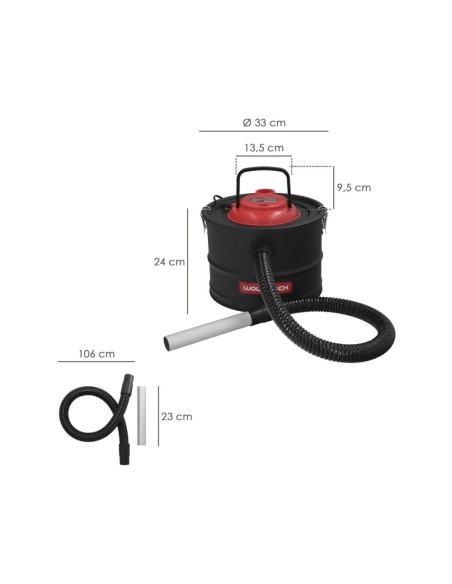 Aspirador cenizas 1200W WOLFPACK mod. 51206 15lt 07010550