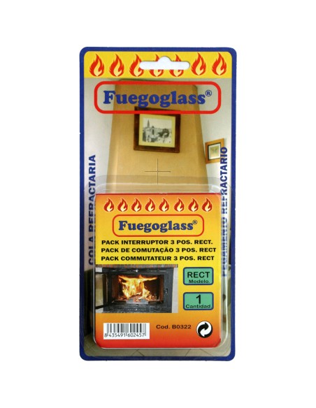 Interruptor chimenea FUEGOGLASS 3 posiciones mod. rectangular B0322