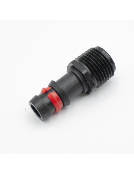 Entronque tubo riego goteo PE rosca M 1/2" a 16mm negro ABRISA 1231 c/anillo