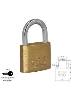 Candado Laton Arco Normal Llaves Iguales 30 mm. Nº3