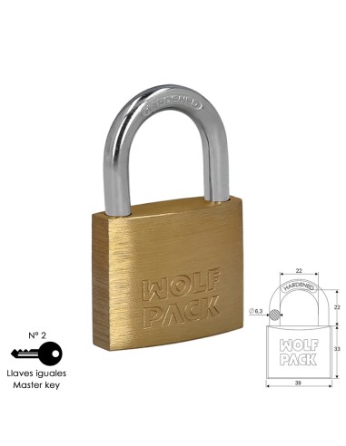 Candado Laton Arco Normal Llaves Iguales 40 mm. Nº2