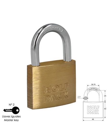 Candado Laton Arco Normal Llaves Iguales 50 mm. Nº2