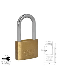 Candado Laton Arco Largo Llaves Iguales 30 mm. Nº3