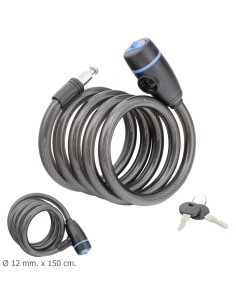 Cable Bicicleta Espiral Con Llave 12 mm. x 150 cm.