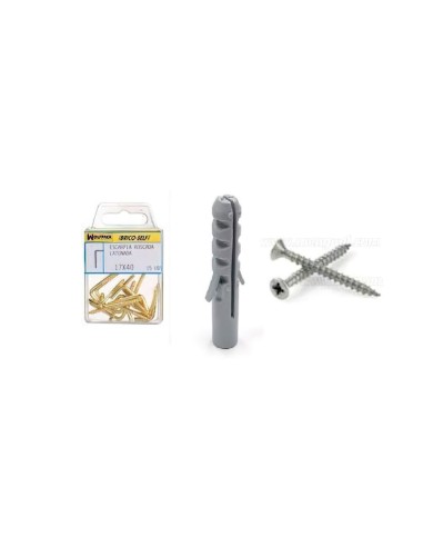 Taco Nº 5 Con Tornillos Cabeza Plana Zincada 3,5x30 mm.  12 unidades