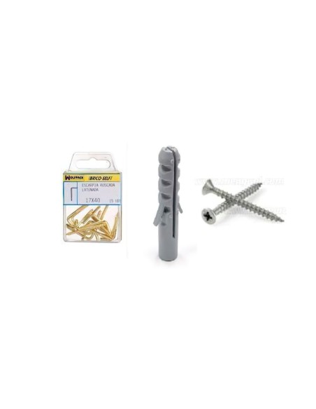 Taco Nº 6 Con Tornillos Cabeza Plana Zincado 4,5x40 mm. 8 unidades