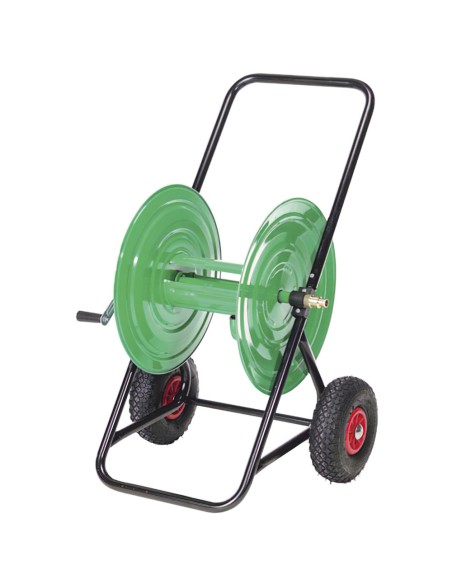 Carro Portamangueras Acero 80 Metros Rueda Neumática
