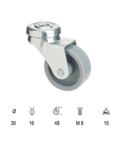 Rueda Polyamida Pasante   30 mm.