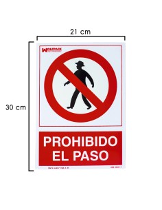 Cartel Prohibido El Paso 30x21 cm.