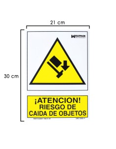 Cartel Riesgo Caida De Objetos 30x21 cm.
