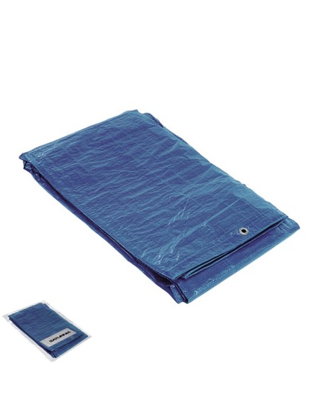 Lona Impermeable Reforzada 2 x 3 metros(Aproximadamente)  Con Ojetes Metálicos, Lona de Protección Duradera, Color Azul.