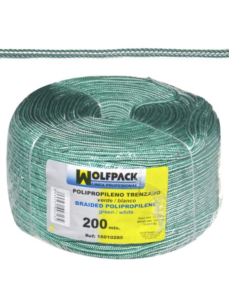 Cuerda Trenzada Polipropileno Blanca / Verde (Bobina 200 m.)