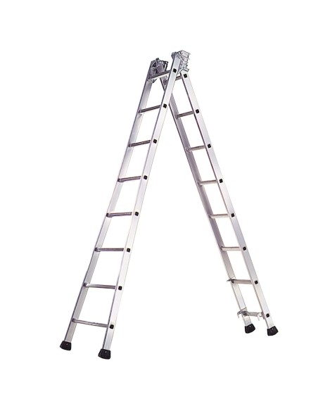 Escalera Aluminio Industrial Pronor 2 Tramos  8+8 Peldaños