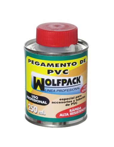 Pegamento PVC WOLFPACK presion y evacuacion  250ml con pincel 14020165