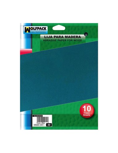 Lija Madera Grano 40 (Pack 10 pliegos)