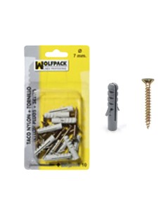 Taco Nylon+Tirafondo   7 mm. (10 Piezas)