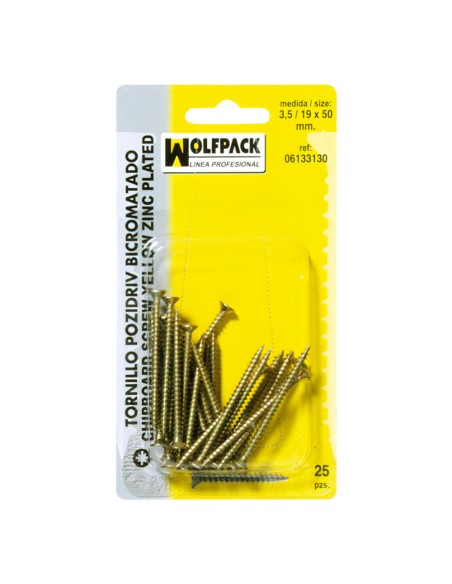 Tirafondo Pozidriv Bicromatado 5,0/21x 45 mm. (15 Piezas)