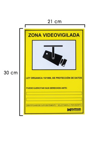 Cartel Zona Videovigilada 30x21 cm.