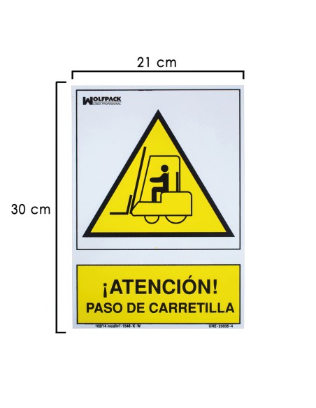Cartel Atencion Paso Carretilla 30x21 cm.