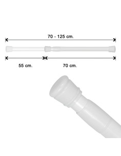 Barra Para  Cortina Ducha Extensible Aluminio Blanco 70 a...