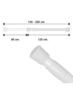 Barra Para  Cortina Ducha Extensible Aluminio Blanco125 a...