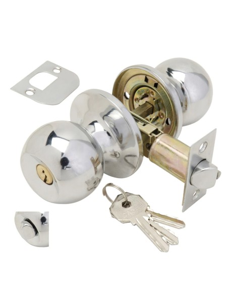 Pomo Puerta Wolfpack Con Llave Con Condena Cromado Para Entrada