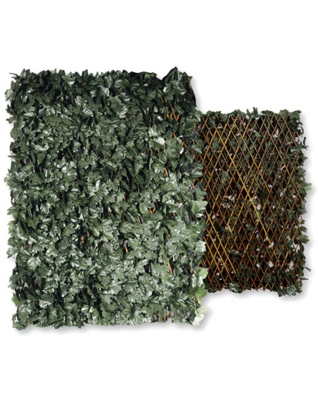 Seto Artificial Hojas Con Celosia Extensible 1x2 Metros