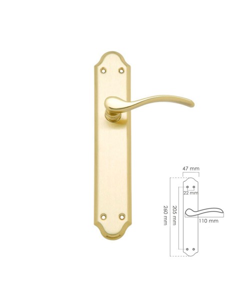 Juego Manivelas Para Puertas, Laton  Pulido Satinado  "Oryx Isabel"