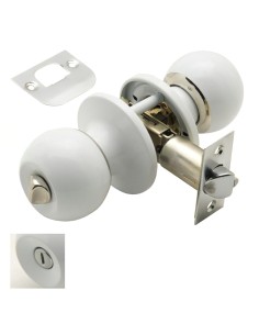 Pomo Puerta Wolfpack Con Condena Blanco Para Baño