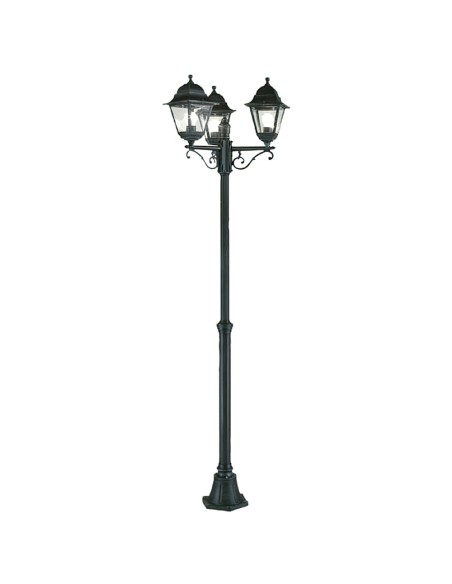 Farol Jardin Extensible Con Columna 3 Faroles 2 Metros  Negro