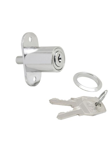 Cerradura Puerta Corredera Con Pulsador 347/27 mm. Cromado