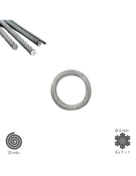 Cable Galvanizado    2 mm. (Rollo 25 Metros) No Elevacion