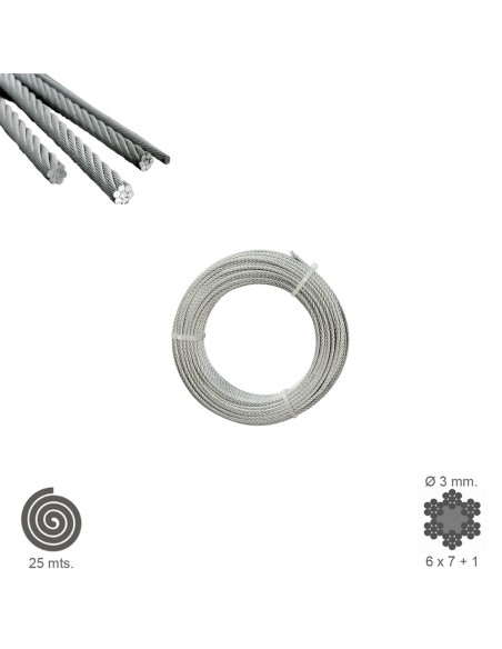 Cable Galvanizado    3 mm. (Rollo 25 Metros) No Elevacion