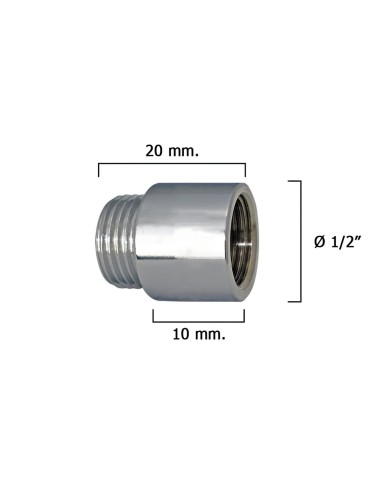 Alargadera Redonda Cromo  1/2" x 10