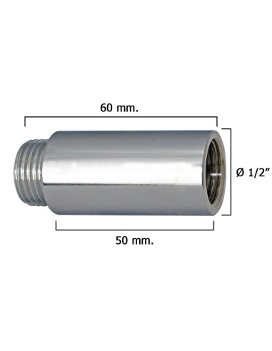 Alargadera Redonda Cromo  1/2" x 50