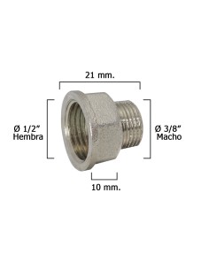 Alargadera Hexagonal Reducccion Cromada 3/8 Macho - 1/2...