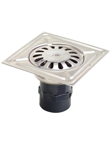 Sumidero Acero Inoxidable  150x150 mm. Toma de 43 mm.