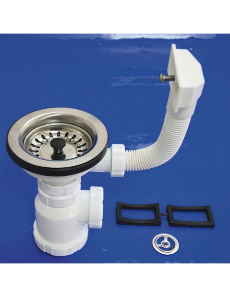 Sifon Botella T-2-CR  1 1/2 con  Rebosadero y  Válvula Cesta.