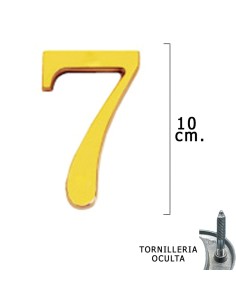 Numero Latón "7" 10 cm. con Tornilleria Oculta (Blister 1...