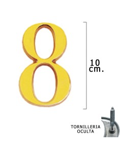Numero Latón "8" 10 cm. con Tornilleria Oculta (Blister 1...