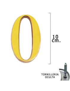 Numero Latón "0" 10 cm. con Tornilleria Oculta (Blister 1...