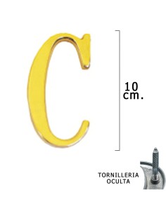 Letra Latón "C" 10 cm. con Tornilleria Oculta (Blister 1...