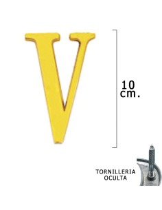 Letra Latón "V" 10 cm. con Tornilleria Oculta (Blister 1...