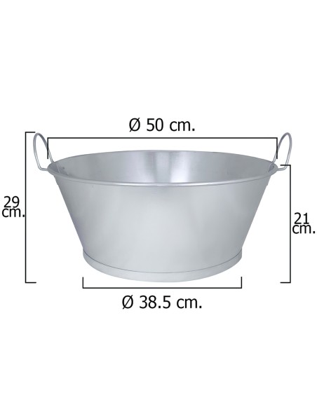 Barreño Galvanizado Baño  20"  50x21 cm. 30 Litros