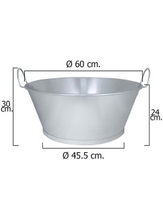 Barreño Galvanizado Baño  24"  60x24 cm. 46 Litros