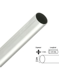 Barra Armario Cromado Redondo 12 mm. Ø (Barra  2,0 metros)