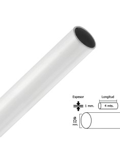 Barra Armario Lacado Blanco Redondo 12 mm.Ø (Barra 4,0...