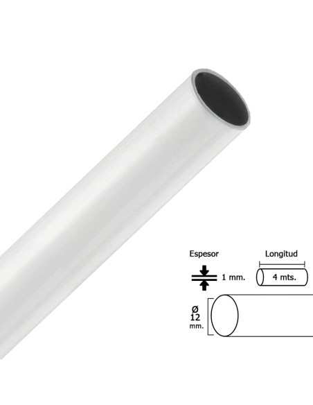 Barra Armario Lacado Blanco Redondo 12 mm.Ø (Barra 4,0 Metros)