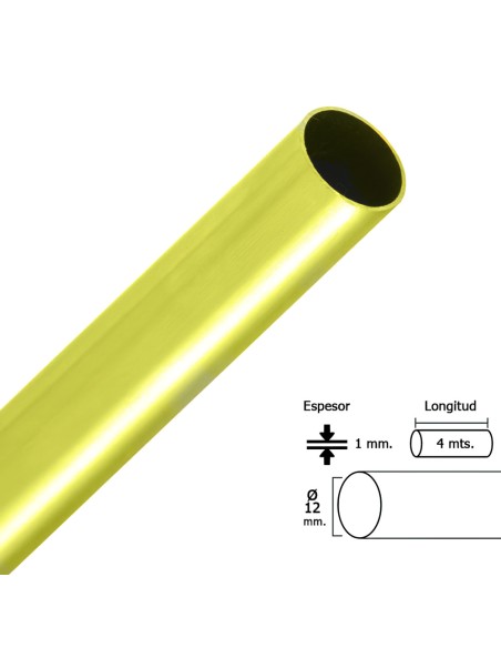 Barra Armario Dorado Redondo 12 mm.Ø  (Barra 4,0 metros)